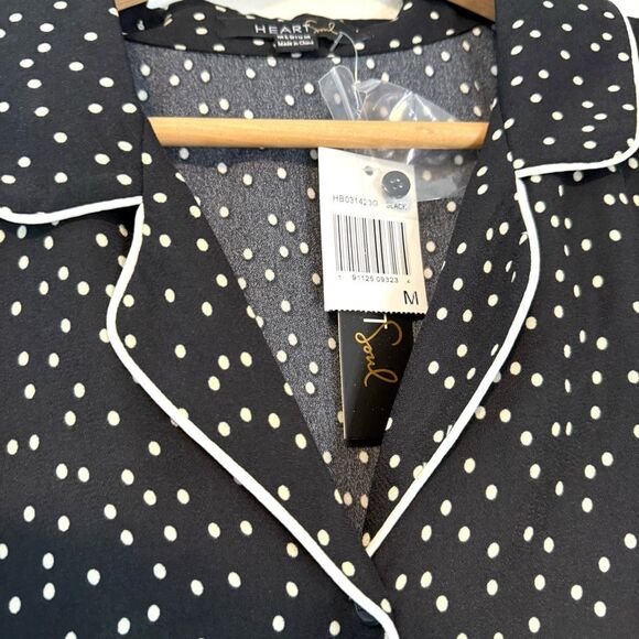 Heart Soul Polka Dot Collared Crop Top Size Medium NWT - Picture 5 of 8